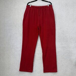 Milkstan Pants womens XL Red Straight Leg Sweatpants Embroidered Lounge Cotton